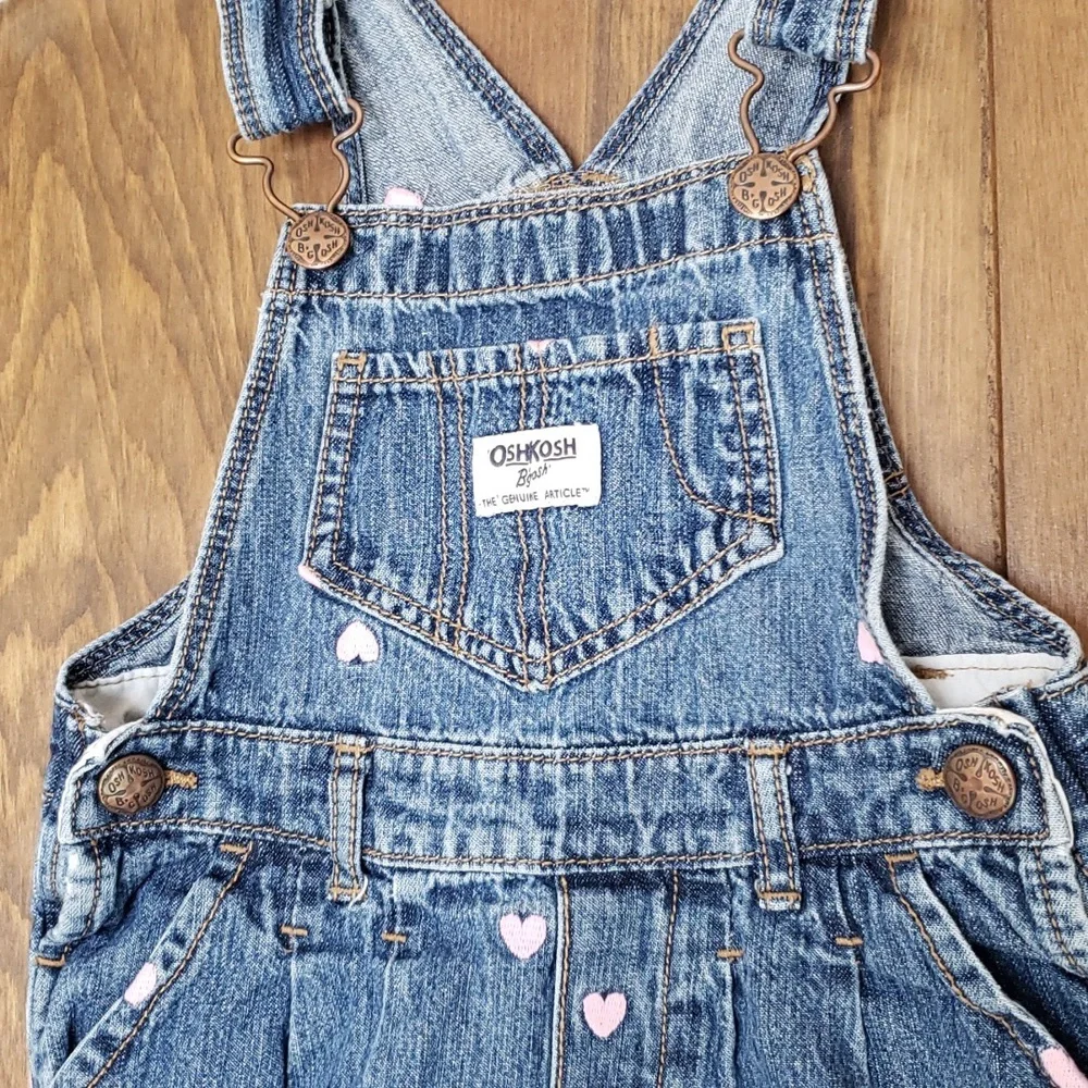 Oshkosh B'gosh Embroidered Denim Heart Jumper Dress Sz 5T